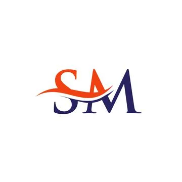 Initial SM letter linked logo vector template. Swoosh letter SM logo design. Stock Illustration