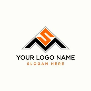 Initial SM or MS font badge top down triangle monogram typography branding Stock Illustration
