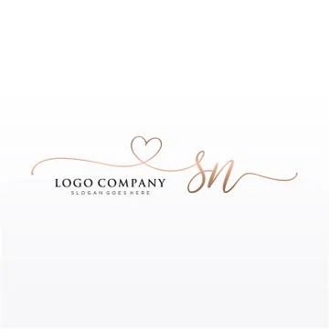 Initial SN beauty monogram and elegant logo design Stock Illustration