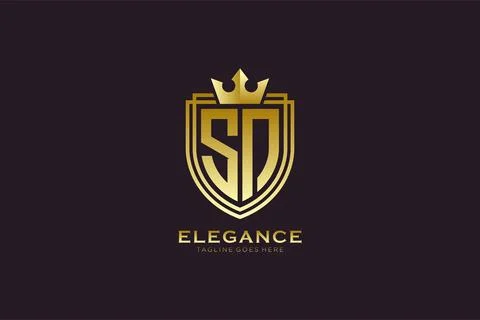 Initial SN elegant luxury monogram logo or badge template with scrolls and .. Stock Illustration