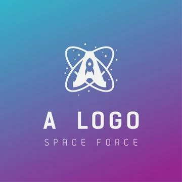 A initial space force logo design galaxy rocket vector in gradient background Stock Illustration
