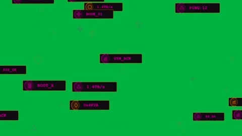 Initial spawn driving neon nodes sliding, stacking, linking to show network HUD Stock Footage 333972395