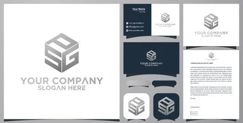 Initial SPG in cube logo with bussiness card logo. premium logo Ilustración de archivo