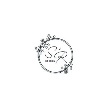 Initial SR DESIGN flower invitation logo design Stock Illustration