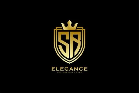 Initial SR elegant luxury monogram logo or badge template with scrolls and .. Stock Illustration
