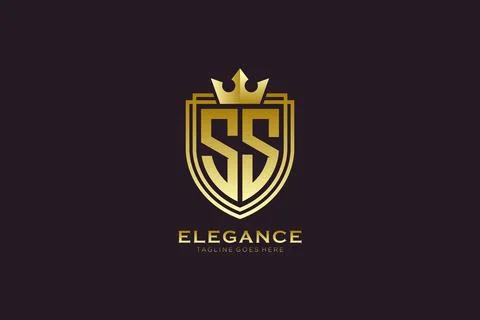 Initial SS elegant luxury monogram logo or badge template with scrolls and .. Illustrazione stock