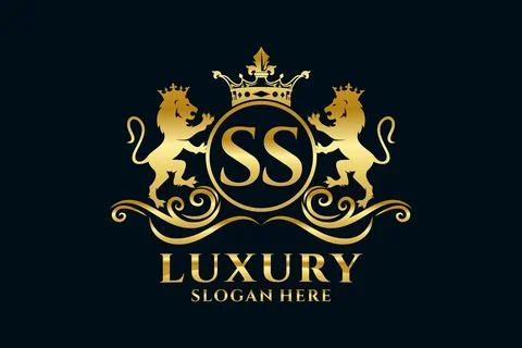 Initial SS Letter Lion Royal Luxury Logo template in vector art for luxurio.. Stock Illustration