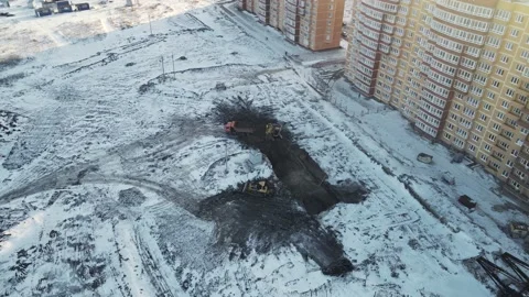 Initial stage of construction of a high-rise building with special equipment 스톡 동영상 168132571