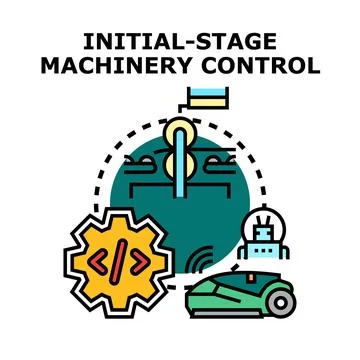 Initial stage machinery control automating production processes Stock Illustration