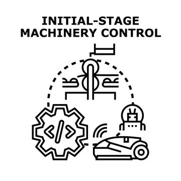 Initial stage machinery control automating production processes Stock Illustration