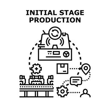 Initial stage production process developing manufacturing cycle Stock Illustration