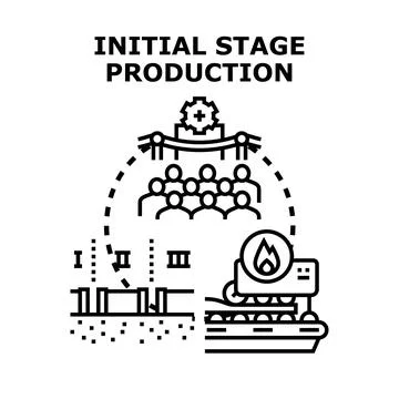 Initial stage production process development planning concept Stock Illustration