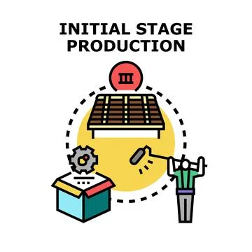 Initial stage production process lifecycle manufacturing startup Stock Illustration