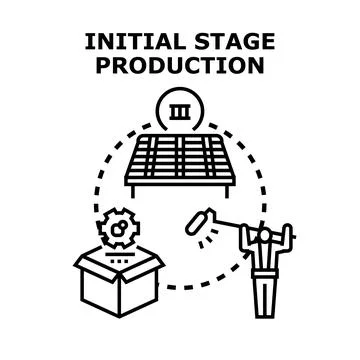 Initial stage production process lifecycle manufacturing startup Stock Illustration