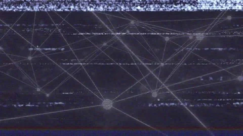 Initial static band appearing, centered node network pulsing and lines shifting, Stock Footage 335731934