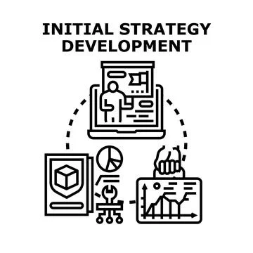 Initial strategy development process planning business steps Illustrazione stock
