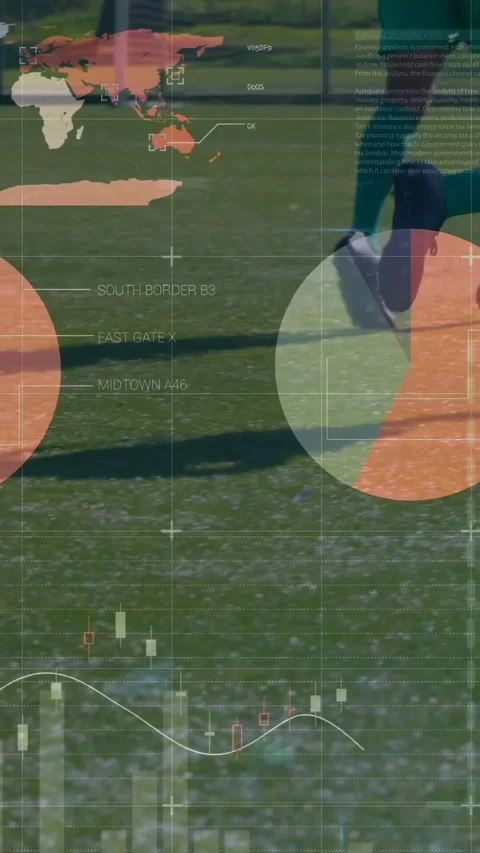Initial stride starting HUD updates while players' legs moving right, analytics Video stock 330982283