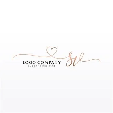 Initial SV beauty monogram and elegant logo design Illustrazione stock