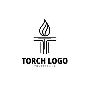 Initial T and Torch logo design tamplate Illustrazione stock
