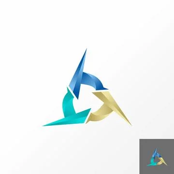 Initial T font like triangle propeller or mill monogram mechanic workshop Stock Illustration