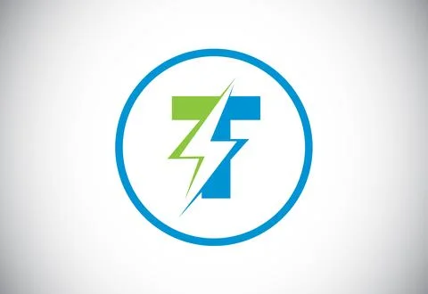 Initial T letter logo design with lighting thunder bolt. Electric bolt lett.. Stock Illustration