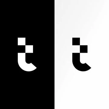 Initial T line font cutting negative space timeless vintage pattern monogram Stock Illustration