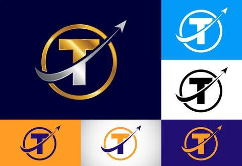 Initial T monogram alphabet symbol design incorporated with the arrow. Fina.. Stock Illustration