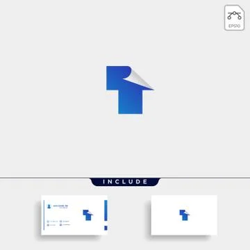 Initial T For Paper or Page Logo Template Vector Stock Illustration
