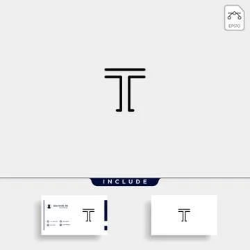 Initial T Simple Logo Template Vector Design Stock Illustration