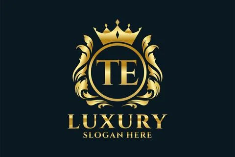 Initial TE Letter Royal Luxury Logo template in vector art for luxurious br.. Stock Illustration