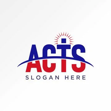 Initial text ACTS font christian cross church monogram religion ellipse cut Illustrazione stock
