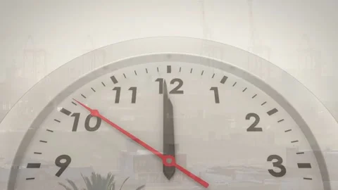 Initial tick starting red second hand rotating clockwise around clock dial, Stock Footage 328685651