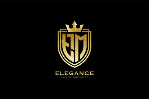 Initial TM elegant luxury monogram logo or badge template with scrolls and .. Stock Illustration