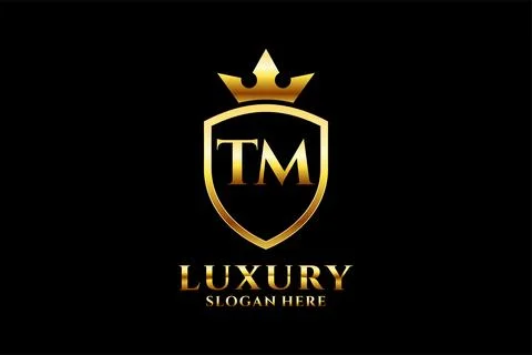 Initial TM elegant luxury monogram logo or badge template with scrolls and .. Stock Illustration