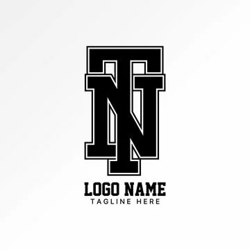 Initial TN or NT sport font connect line athletic monogram typography branding Stock Illustration