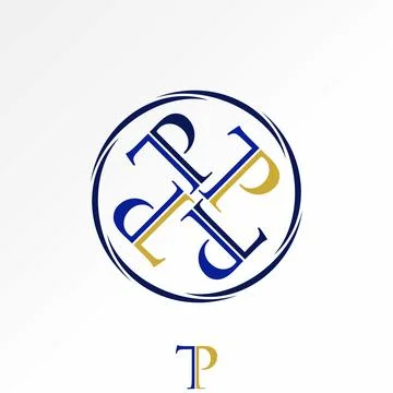 Initial TP serif font on rotation pattern artistic luxury classic frame swirl Illustrazione stock