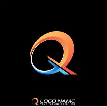 Initial TQ QT TT font circle italic techno sport science monogram typography Ilustración de archivo