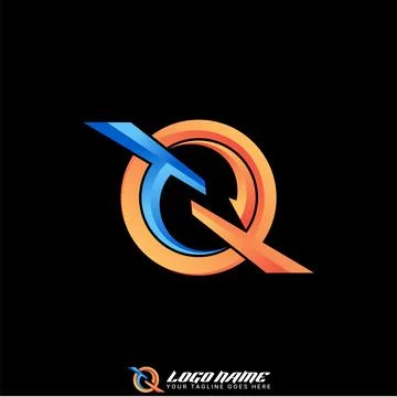 Initial TQ QT TT font arrow techno sport science monogram typography branding Stock Illustration