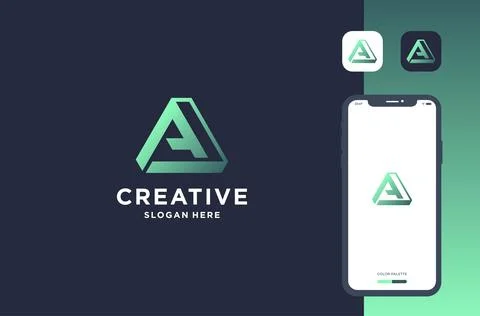 Initial a with triangle shape logo design for business brand inspiration Stock Illustration
