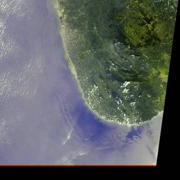 The initial tsunami waves resulting from the undersea earthquake that occu... Foto stock