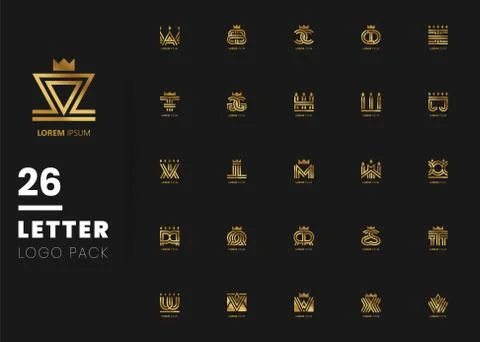 Initial Two Letter linked uppercase overlap modern gold logo vector design te Illustrazione stock