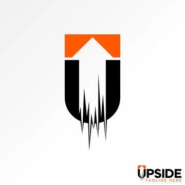Initial U font with fast arrow goes up top fast speed boost motion next right Stock Illustration
