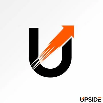 Initial U font with upside arrow fast speed scratches boost motion next right Stock Illustration