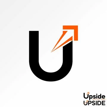 Initial U font with Upside arrow fast speed boost motion next right element Illustrazione stock