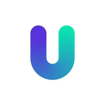 Initial U letter logo design. Gradient twisted ribbon for logotype, title Stock Illustration