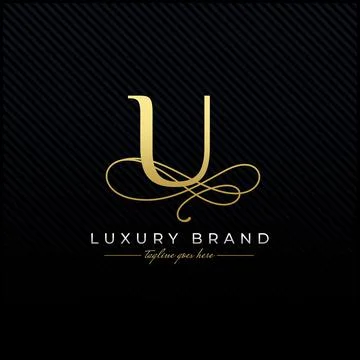 Initial U Luxury Letter Logo Design , Elegance Wedding Initial Monogram Stock Illustration