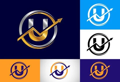 Initial U monogram alphabet symbol design incorporated with the arrow. Fina.. Stock Illustration