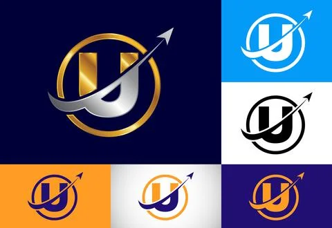 Initial U monogram alphabet symbol design incorporated with the arrow. Fina.. Stock Illustration