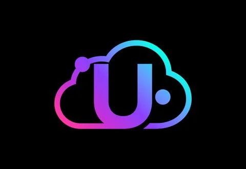Initial U monogram letter with the cloud. Cloud computing service logo. Clo.. Stock Illustration