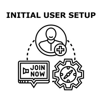 Initial user setup process and new account registration Stock Illustration